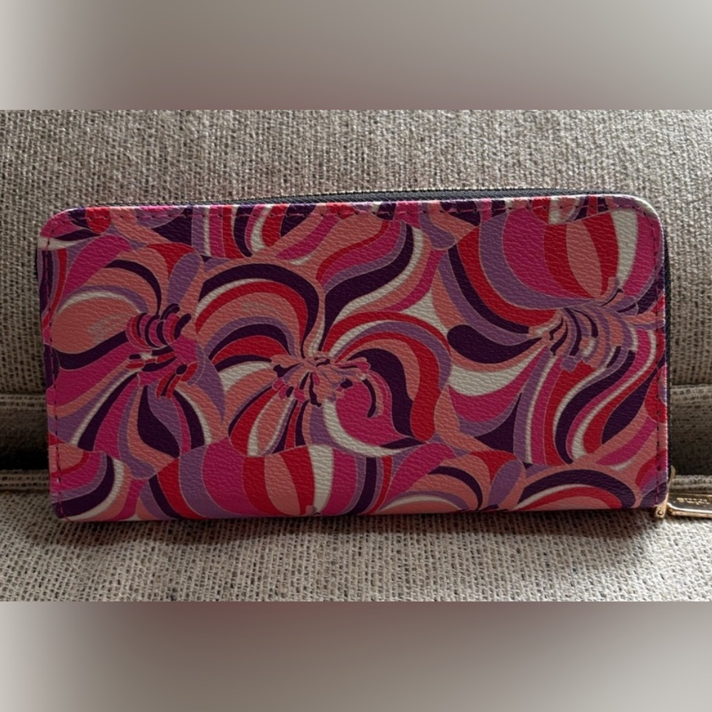 Trina Turk Pink and Purple Swirl Design Wallet - Picture 3 of 10